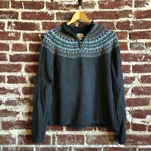 L.L. Bean Fair Isle Quarter Zip Sweater